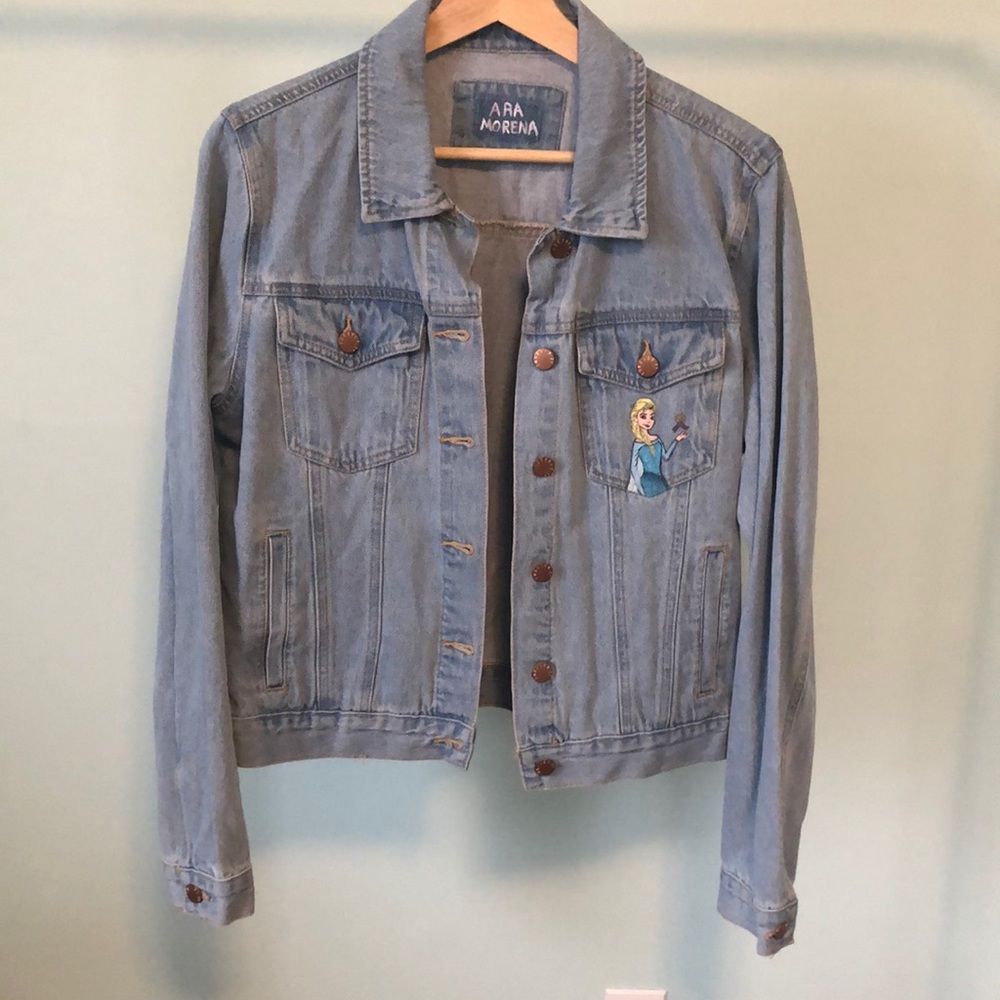 Hand painted denim jacket with Disneys princess Elsa size medium